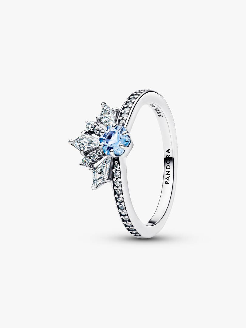 Elsa-inspired silver alloy tiara ring with icy blue and clear stones